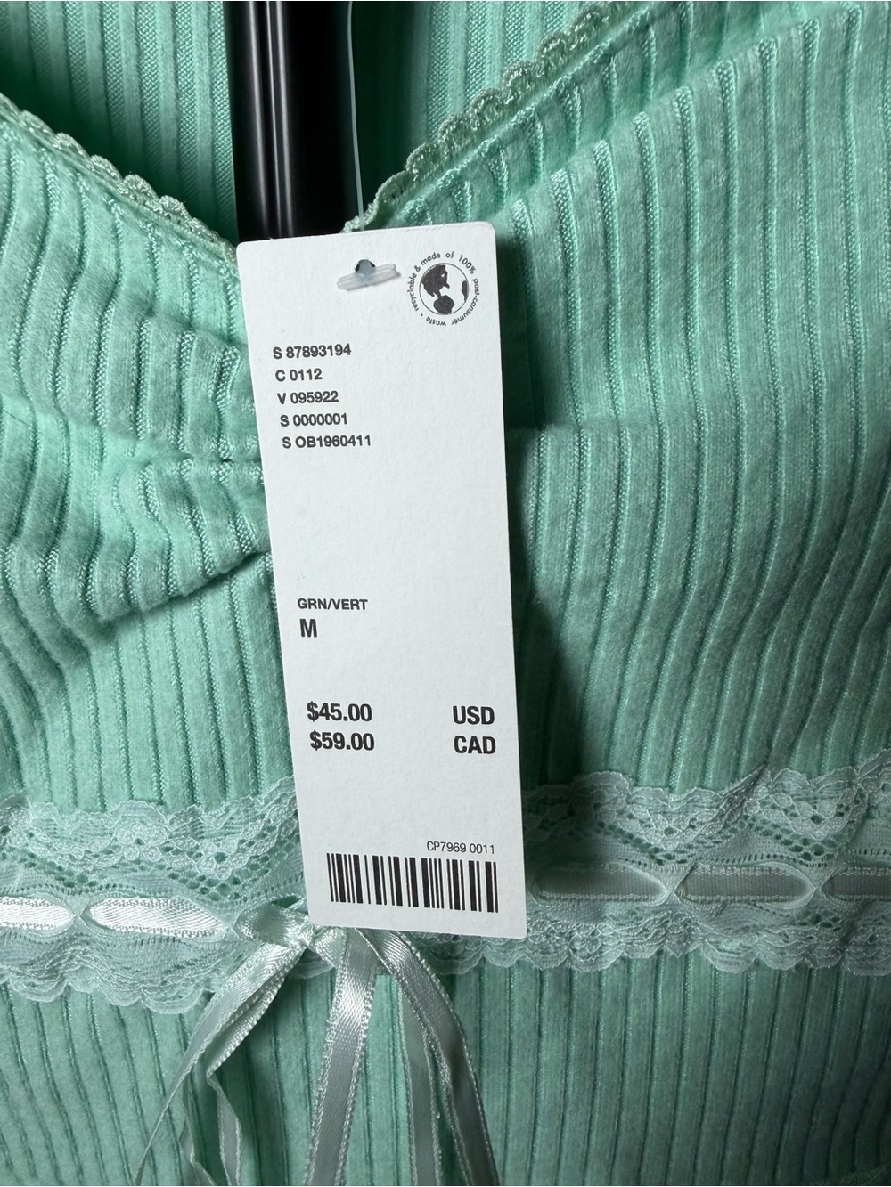 Kimchi Blue Lace-Trim Ruched Ribbed Top – Medium - Picture 3 of 3